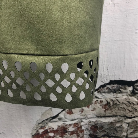 I LE New York olive green laser cut hem dress 10 - Picture 5 of 8